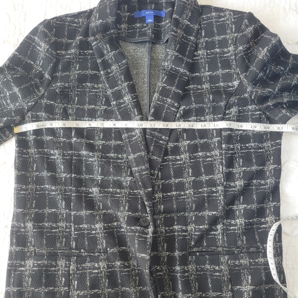 APT. 9 Ponte Stretch Knit Jacket Shine Plaid L NWT Black & Silver - Picture 14 of 16
